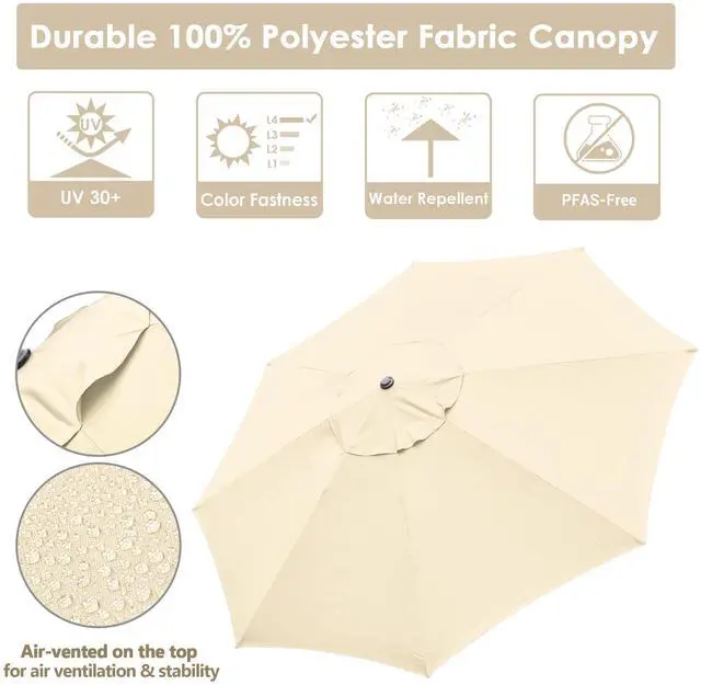 Alt view image 6 of 7 - Yescom 13 Ft Aluminum Patio Umbrella 8 Ribs Table Parasol Crank Outdoor Garden