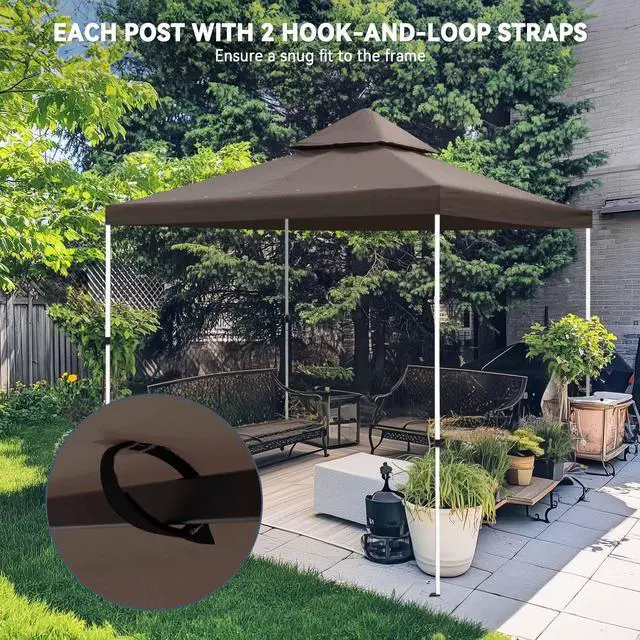 Alt view image 5 of 7 - Yescom 10x10Ft UV30+ Gazebo Replacement Top for 2 Tier Outdoor Canopy Cover Patio Backyard Party Deck Coffee Liqueur