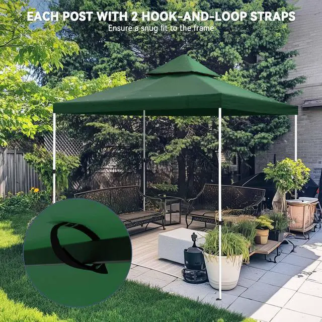 Alt view image 5 of 7 - Yescom 10x10Ft UV30+ Gazebo Replacement Top for 2 Tier Outdoor Canopy Cover Patio Backyard Party Deck Green