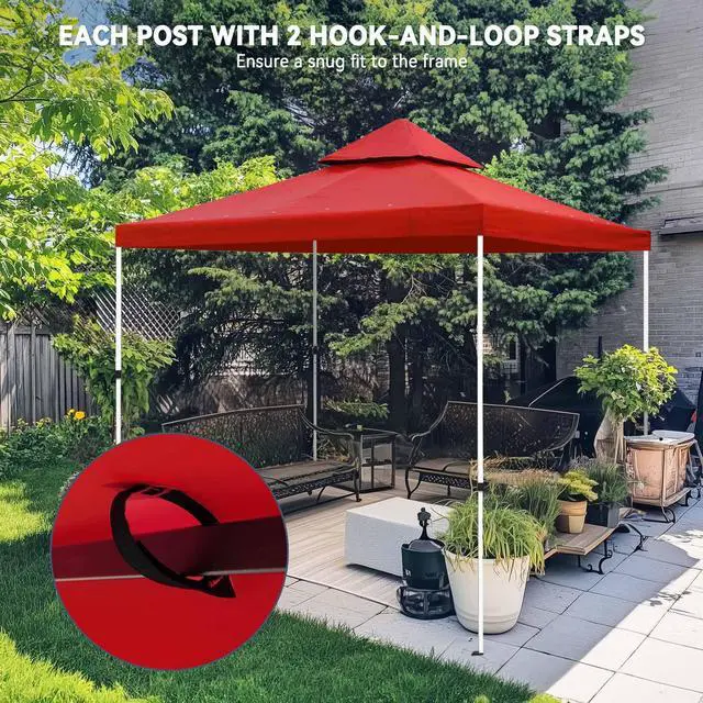 Alt view image 5 of 7 - Yescom 10x10Ft UV30+ Gazebo Replacement Top for 2 Tier Outdoor Canopy Cover Patio Backyard Party Deck Red