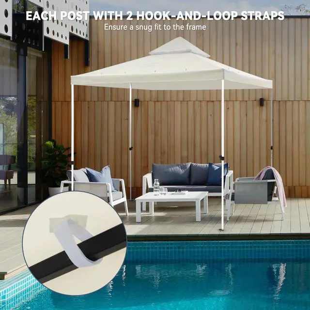 Alt view image 5 of 7 - Yescom 10x10Ft UV30+ Gazebo Replacement Top for 2 Tier Outdoor Canopy Cover Patio Backyard Party Deck Ivory