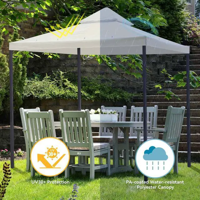 Alt view image 6 of 7 - Yescom 10x10Ft UV30+ Gazebo Replacement Top for 2 Tier Outdoor Canopy Cover Patio Backyard Party Deck Ivory