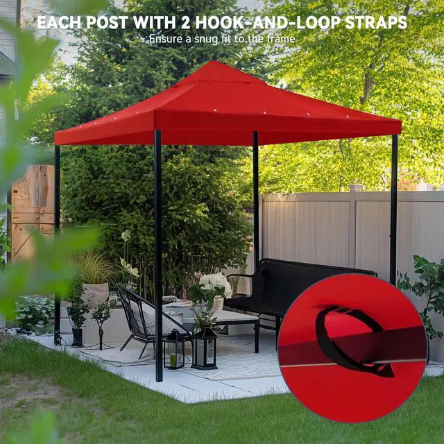 Alt view image 5 of 7 - Yescom 10x10Ft Gazebo Top Replacement for beach cabanas for 1 Tier Outdoor Canopy Cover Patio Garden Yard Party Red