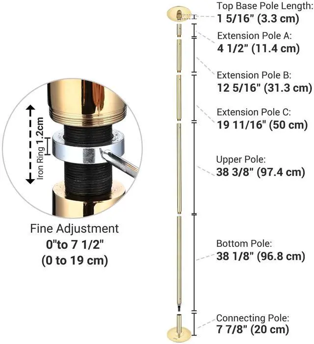 Alt view image 6 of 7 - Yescom 11 FT Gold Spinning Static Dancing Pole Kit w/ Extensions Fitness Dance Exercise