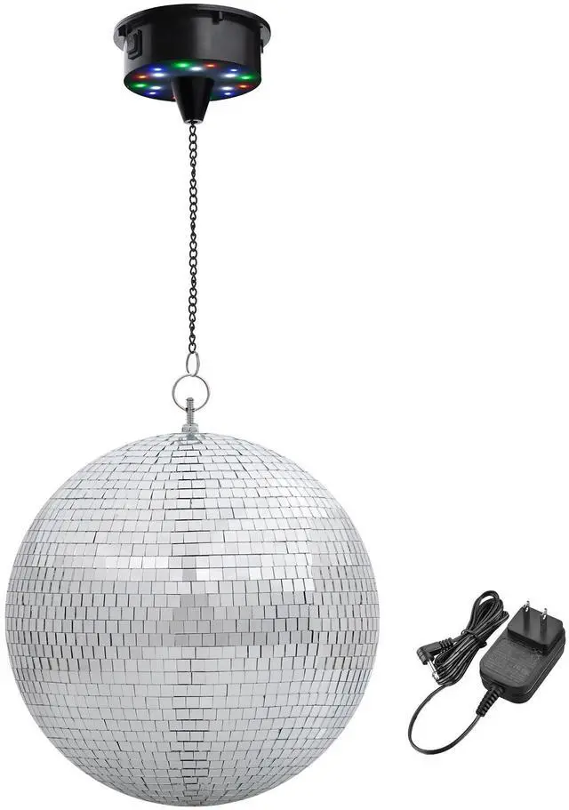 Main image of Yescom 12" Large Disco Ball with Motor Rotating 6RPM 18 RGBW LED Lights for 70s 80s Party Wedding Event Holiday Decor
