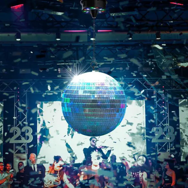 Alt view image 5 of 7 - Yescom 12" Large Disco Ball with Motor Rotating 6RPM 18 RGBW LED Lights for 70s 80s Party Wedding Event Holiday Decor