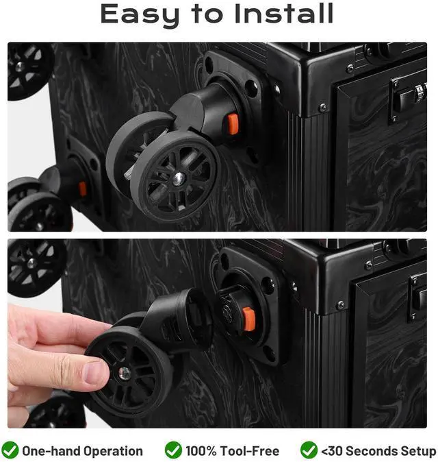 Alt view image 3 of 7 - Byootique Rolling Nail Table & Makeup Case Kit Cosmetic Organizer Aluminum Black