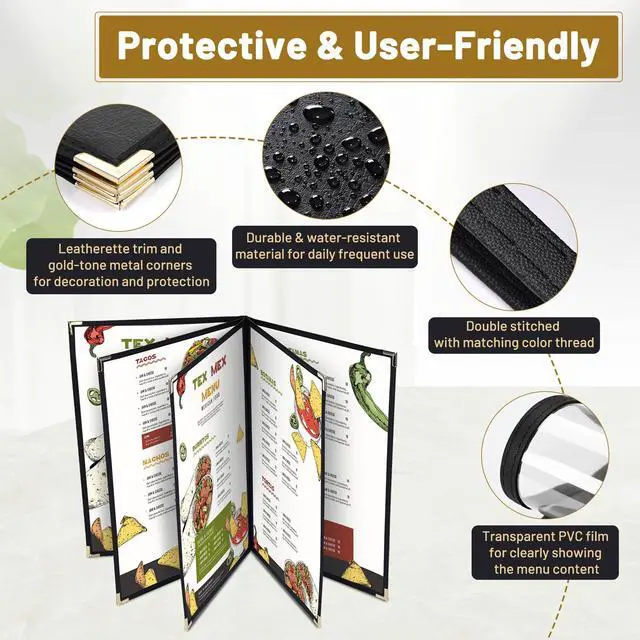 Alt view image 2 of 7 - WeChef 10 Pack Restaurant Menu Covers 8.5" x 14" Book Style 8 Views Clear Cafe