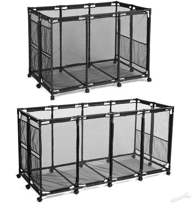 Main image of Yescom 2 Pack Pool Toy Storage Bin Mesh Basket Organizer with Wheels Metal Frame