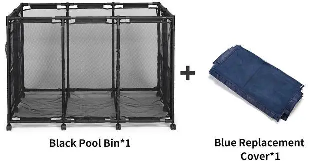 Alt view image 2 of 7 - Yescom Extra Large 12 Wheels Rolling Mesh Pool Storage Bin Metal Frame with Black Mesh Cover Replacement Net