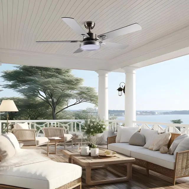 Alt view image 2 of 7 - DELight 52" Ceiling Fan with Light Remote 6 Speed LED Chandelier Lamp Reversible Bedroom