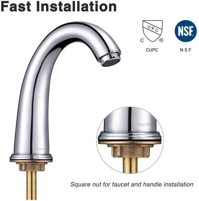 Alt view image 2 of 6 - Aquaterior® 3 Hole Bathroom Faucet for Undermount Sink Widespread 2 Handle Basin Mixer Taps Chrome