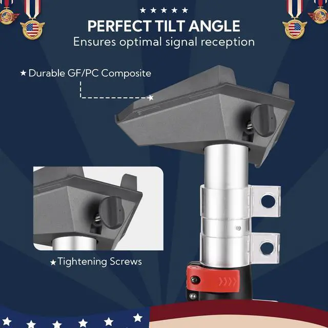 Alt view image 5 of 7 - Yescom EZ GO 30ft Starlink Mini Ground Pole Mount Kit with Adapter & Tire Stand, Starlink Mini Telescopic Tailgate Flagpole & Base Kit for Outdoor RV Camping Silver