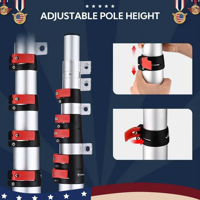 Alt view image 6 of 7 - Yescom EZ GO 30ft Starlink Mini Ground Pole Mount Kit with Adapter & Tire Stand, Starlink Mini Telescopic Tailgate Flagpole & Base Kit for Outdoor RV Camping Silver