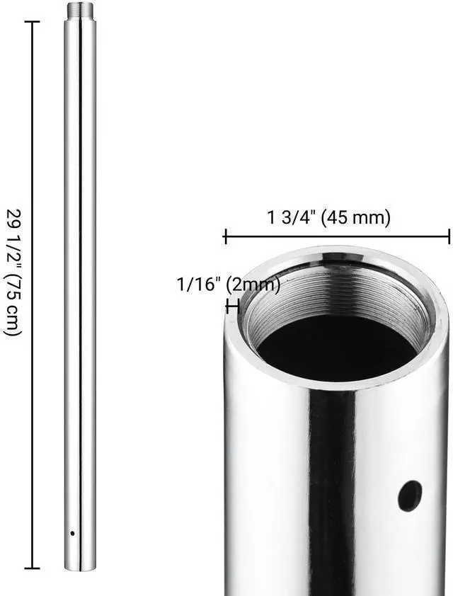 Alt view image 5 of 7 - Yescom 750 mm Chrome Dancing Pole Extension for 45 mm Professional Pole Fitness Spinning Pole Accessories, Silver