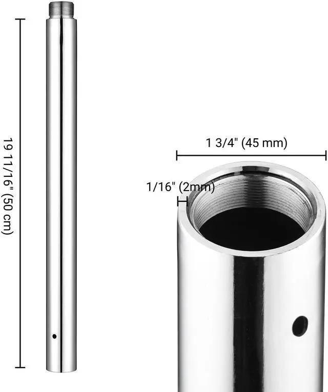 Alt view image 5 of 7 - Yescom 500 mm New Chrome Dancing Pole Extension for 45 mm Professional Pole Fitness Spinning Pole Accessories, Silver