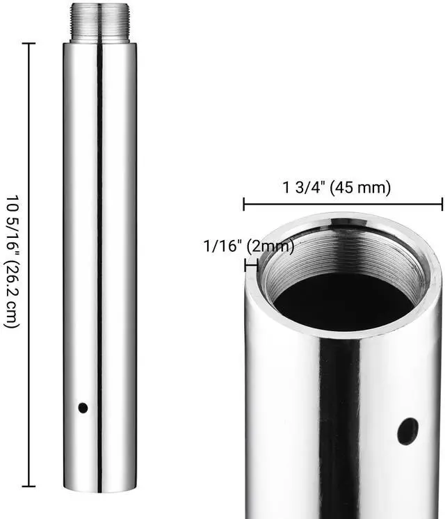 Alt view image 6 of 7 - Yescom 262 mm Chrome Stainless Steel Dancing Pole Extension for 45 mm Professional Pole Fitness Spinning Pole Accessories, Silver
