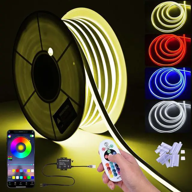 Main image of DELight 100FT RGB Neon Rope Lights with Remote Control & APP AC 110V IP65 Waterproof Music Sync Dimmable Cuttable DIY DEL-D100R