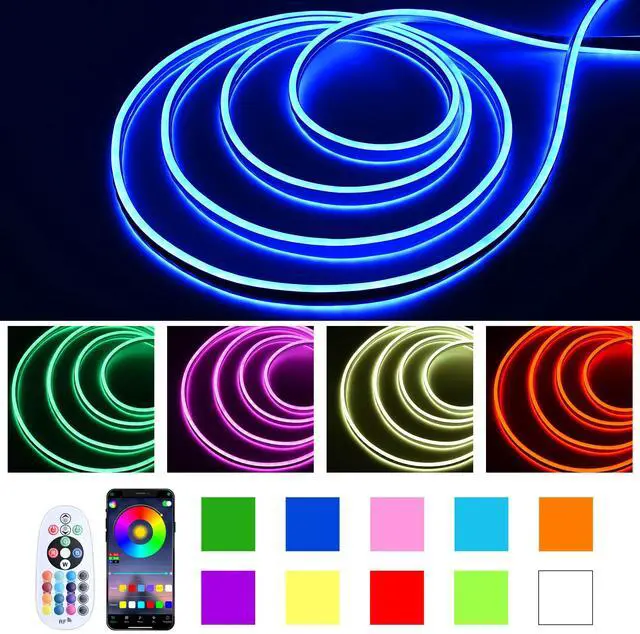 Alt view image 3 of 7 - DELight 100FT RGB Neon Rope Lights with Remote Control & APP AC 110V IP65 Waterproof Music Sync Dimmable Cuttable DIY DEL-D100R