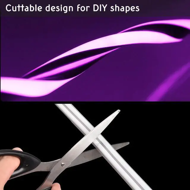 Alt view image 7 of 7 - DELight 100FT RGB Neon Rope Lights with Remote Control & APP AC 110V IP65 Waterproof Music Sync Dimmable Cuttable DIY DEL-D100R