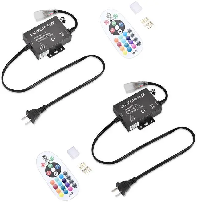 Main image of Yescom DEL-CON03 2 Pack Controller with 24-Key Remote for RGB Neon Lights Models DEL-D50R, DEL-D100R, DEL-D150R