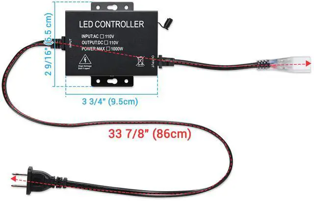 Alt view image 4 of 7 - Yescom DEL-CON01 Controller with 23-Key Remote for Neon Rope Lights Models DEL-D50W, DEL-D100W Only