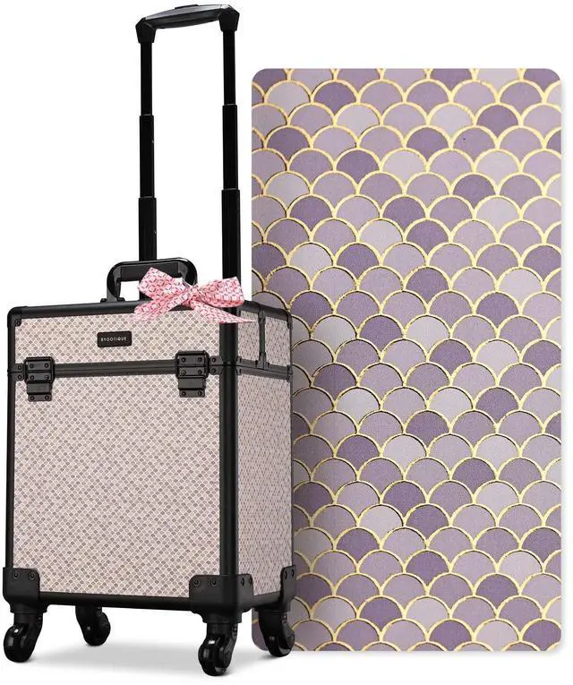 Main image of Byootique Rolling Makeup Train Case Cosmetology Organizer Box Art Deco Graphite