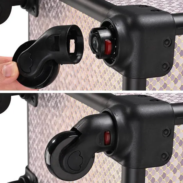 Alt view image 3 of 7 - Byootique Rolling Makeup Train Case Cosmetology Organizer Box Art Deco Graphite