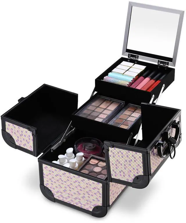 Alt view image 2 of 6 - Byootique Makeup Train Case with Mirror Cosmetic Box for Nail Art Deco Tyrian