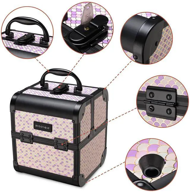 Alt view image 3 of 6 - Byootique Makeup Train Case with Mirror Cosmetic Box for Nail Art Deco Tyrian