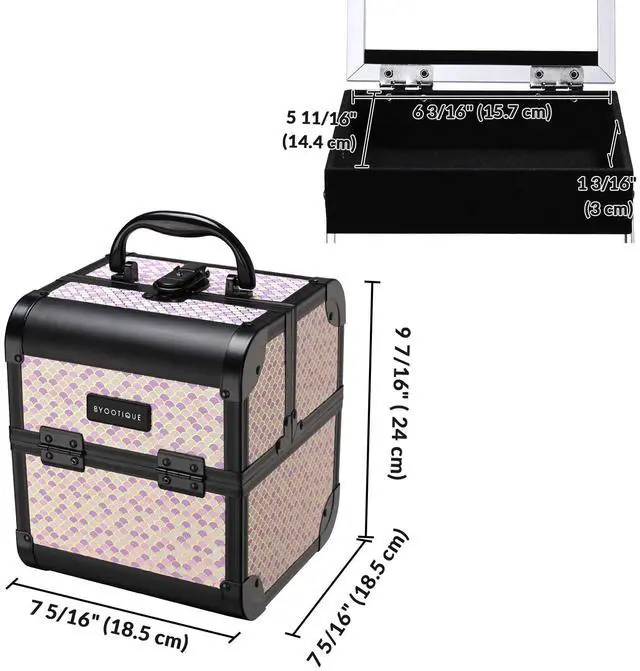 Alt view image 6 of 6 - Byootique Makeup Train Case with Mirror Cosmetic Box for Nail Art Deco Tyrian