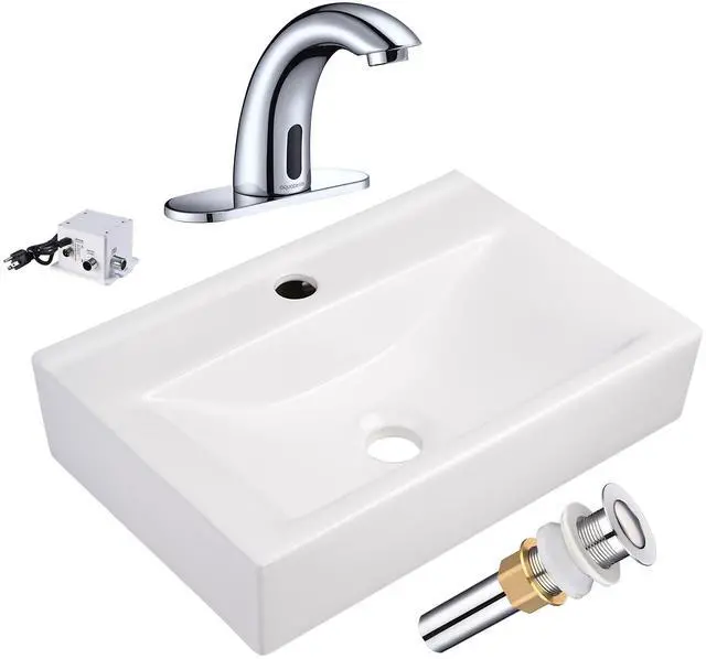 Main image of Aquaterior 5" Touchless Bathroom Faucet with Rectangle Vessel Sink Brush Chrome