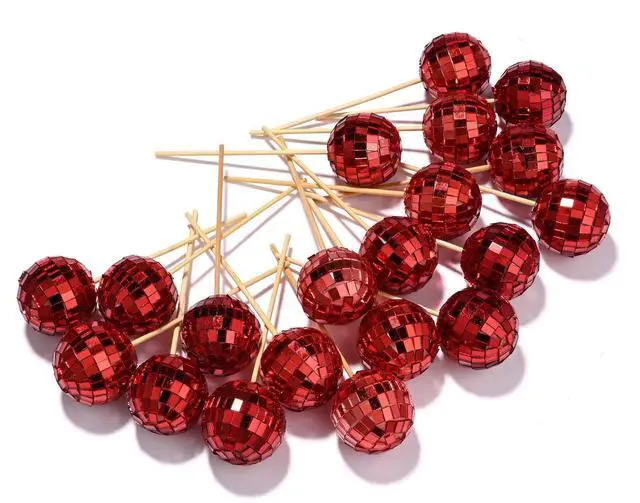 Main image of Yescom 20PCS 1.6" Small Disco Ball Mirror Mini Hanging Decoration for Events Wedding 70s 80s Party Business Holiday Home Decor Red