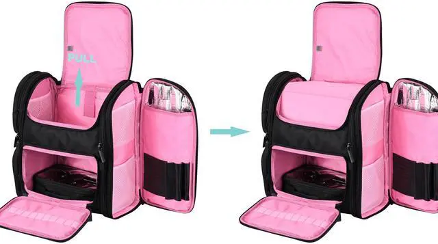 Alt view image 6 of 7 - Byootique Travel Make Bag Backpack Hair Tools Organizer Cosmetic Storage Pink