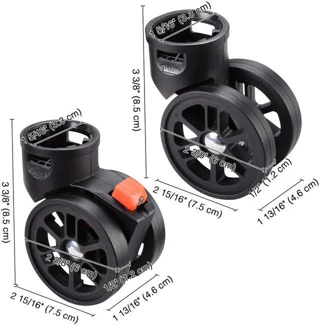 Alt view image 7 of 7 - Byootique Set of 4 Swivel Replacement Wheel Caster with Locking Brake 360 Degree Rotate Caster for Makeup Case