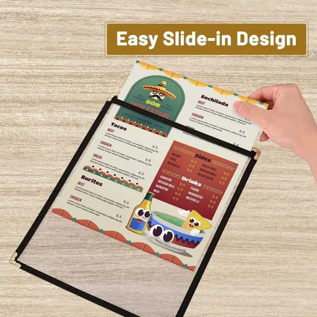 Alt view image 3 of 7 - WeChef 30 Packs Restaurant Menu Covers 8.5 x 11 Single Page 1 Page 2 Views Black