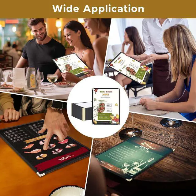 Alt view image 5 of 7 - WeChef 30 Packs Restaurant Menu Covers 8.5 x 11 Single Page 1 Page 2 Views Black