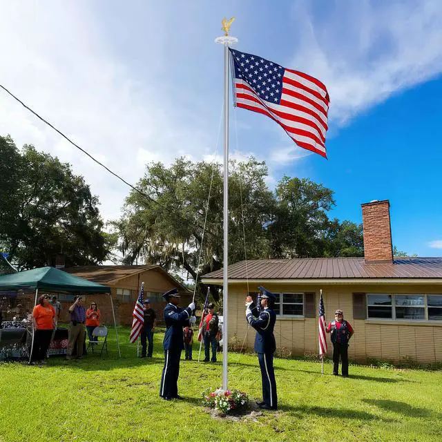 Alt view image 2 of 7 - Yescom 20 Ft Sectional Flag Pole Kit with Solar Light & Deck Mount Bravery MEGA Aluminum Inground Flagpole for Outdoor Patio Dock Side Silver