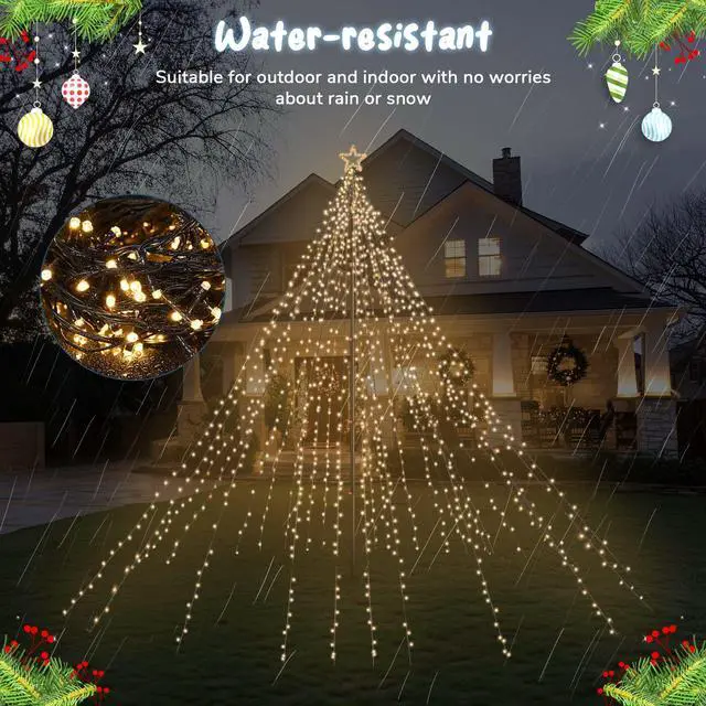 Alt view image 7 of 7 - Yescom 4840 LED 20Ft Flag Pole Christmas Tree Light Kit Giant-Sized with Star Top for Outdoor Holiday Decor Event, Warm White