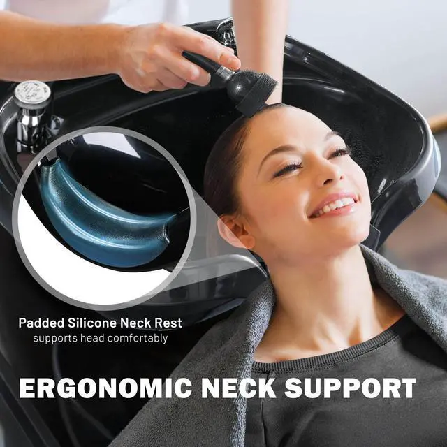 Alt view image 2 of 7 - Byootique Large Shampoo Bowl Hair Sink w/ CUPC Vacuum Breaker Neck Rest Beauty Salon Barber Shop