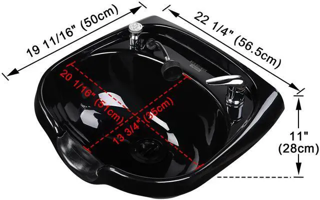Alt view image 7 of 7 - Byootique Large Shampoo Bowl Hair Sink w/ CUPC Vacuum Breaker Neck Rest Beauty Salon Barber Shop