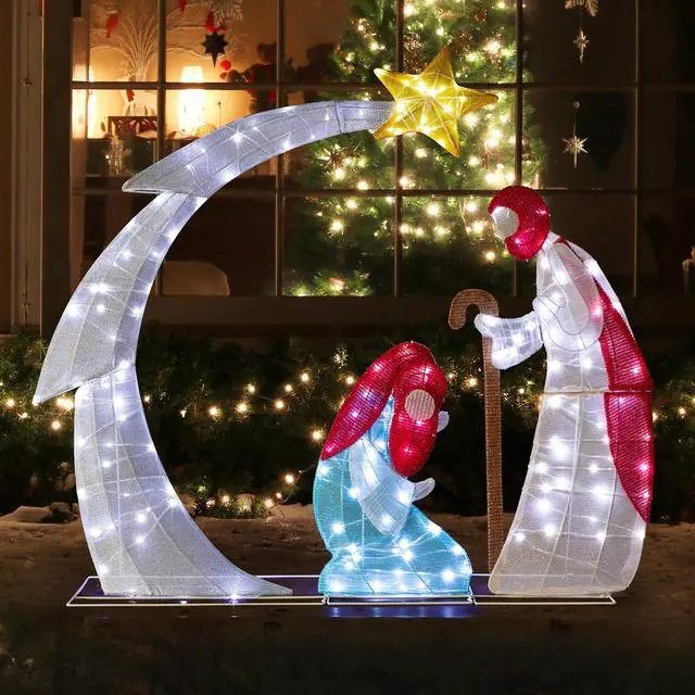 Main image of Yescom 3.7FT Lighted Christmas Nativity Scene Decoration with 170 White LED for Indoor Outdoor Yard Lawn Porch Holiday Display