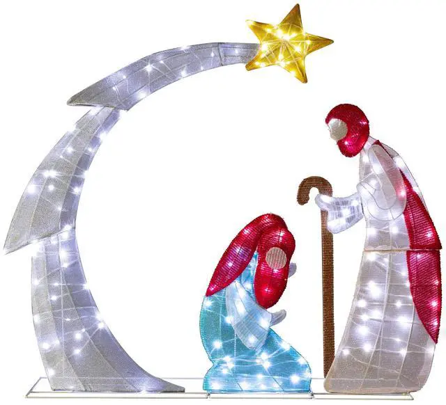 Alt view image 2 of 7 - Yescom 3.7FT Lighted Christmas Nativity Scene Decoration with 170 White LED for Indoor Outdoor Yard Lawn Porch Holiday Display