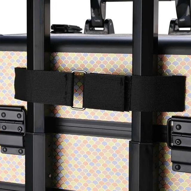 Alt view image 4 of 7 - Byootique Rolling Makeup Train Case on Wheels 4in1 Cosmetology Art Deco Pastel