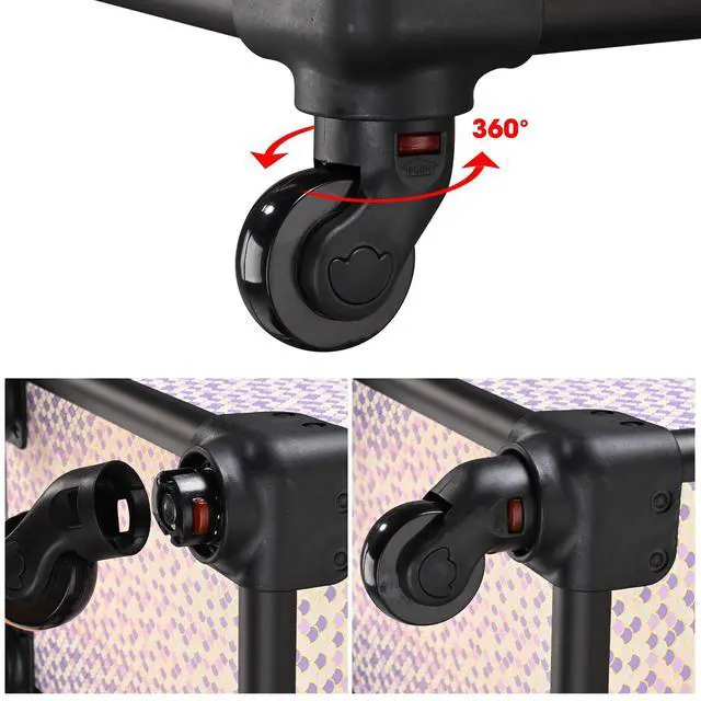 Alt view image 2 of 7 - Byootique Cosmetology Case on Wheels 4in1 Professional Makeup Art Deco Tyrian