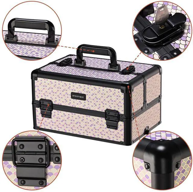 Alt view image 4 of 7 - Byootique Cosmetology Case on Wheels 4in1 Professional Makeup Art Deco Tyrian