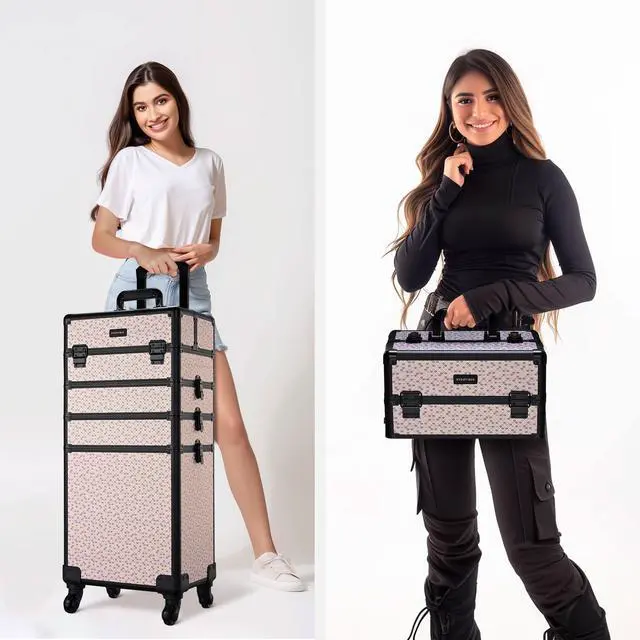 Alt view image 6 of 7 - Byootique Cosmetology Case on Wheels 4in1 Professional Makeup Art Deco Tyrian