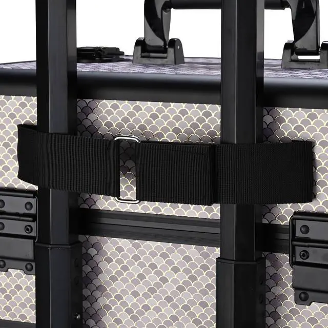 Alt view image 4 of 7 - Byootique Rolling Makeup Train Case 4in1 Professional Travel Art Deco Graphite