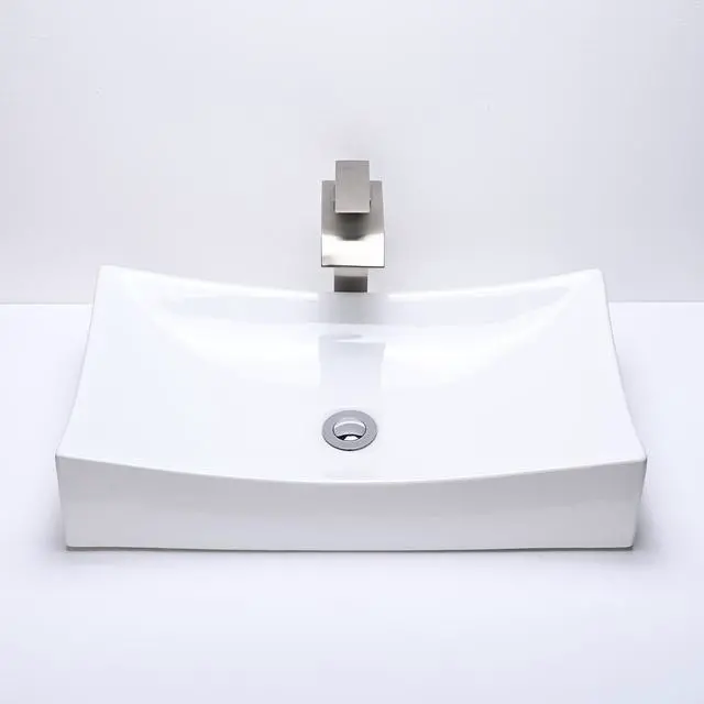 Alt view image 4 of 7 - Aquaterior Rectangle Countertop Ceramic Vessel Sink Kit Single Handle Faucet