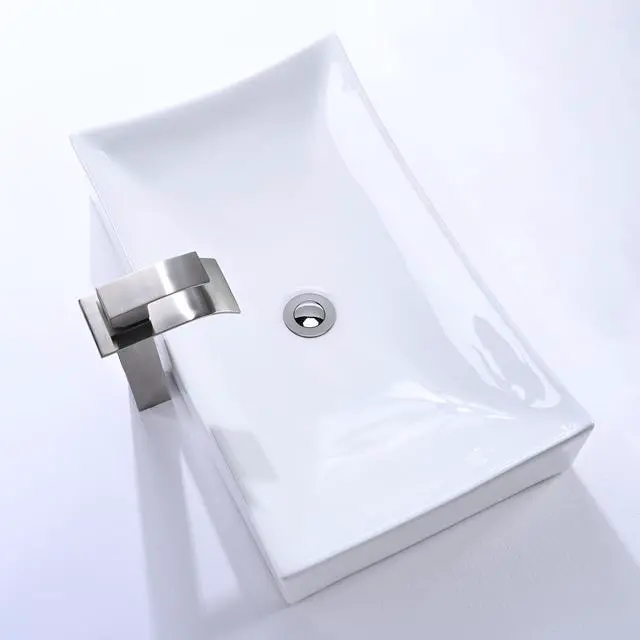 Alt view image 5 of 7 - Aquaterior Rectangle Countertop Ceramic Vessel Sink Kit Single Handle Faucet
